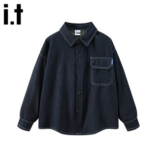 Izzue i.t denim shirt for boys and girls, new autumn solid color jacket, versatile shirt, trendy denim blue