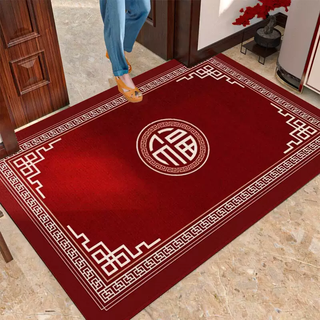 Yusenyi entrance door floor mat entrance door diatom red floor mat chinese mud new water absorption festive child housewarming prevention chinese red blessing 80x120cm
