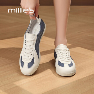 Millies genuine leather versatile white shoes women's soft soled comfortable premium casual shoes women's sports shoes blue 39