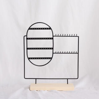 Fantasy simple jewelry storage rack makeup table metal bracelet necklace display rack 4-layer earring jewelry rack desktop entrance hall oval square black