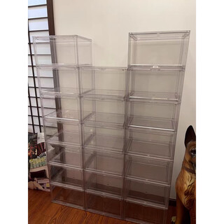 Yusenyi anti-oxidation magnetic shoe storage internet celebrity shoe rack shoe cabinet dormitory bedroom space-saving box shoe rack shoe storage box side opening fully transparent (pack of 12) 36x28x22cm