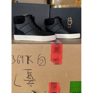 Ugg women's shoes raw edge flat bottom casual comfortable high-top sneakers casual shoes spring and autumn 1166755 official authentic black 40 (size 9 260mm)