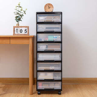 Yusenyi a4 paper drawer file storage rack style office under desk storage box book file cabinet black frame brown drawer + 33cm width 2-layer drawer file cabinet