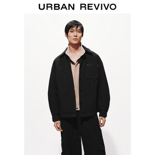 Ur2026 spring new men's sports trendy lapel patch pocket snap-on cotton clothes uun160003 black xs