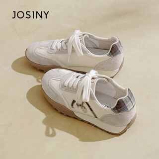 Zhuoshini retro forrest training shoes women's 2026 new spring sports women's shoes thick soled white shoes versatile sneakers beige 40