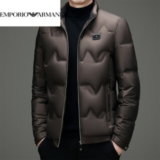 Emporio armani armani 2025 winter new men's down jacket middle-aged business casual high-end short stand-up collar white duck down jacket brown l 175 110-125jin jin is equal to 0.5 kg