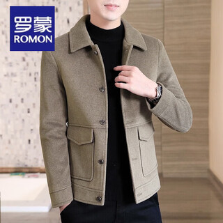 Luo meng 2025 new men's woolen jacket autumn and winter cotton thickening korean style woolen clothes casual and handsome men's jacket 851 dark khaki style regular l