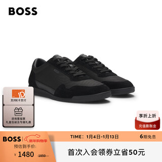 Hugo boss boss new year's gift men's mixed material lace-up sneakers ttnm sl lightweight version 005-black 42