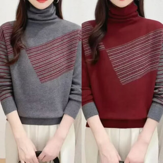 Authentic counter product, fashionable design, two-wear autumn and winter turtleneck, color-blocking, thickened inner sweater, red gray m (recommended 90-120 jin jin is equal to 0.5 kg)