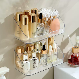 Yusenyi punch-free wall-mounted cosmetics storage box bathroom bathroom skin care product storage rack multi-functional wall storage rack wall-mountable compartmental storage box (1 pack) wall-mountable compartmentalized storage box (1 pack)