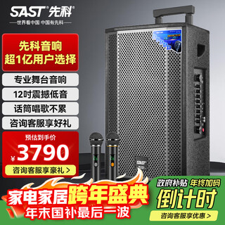 Xianke 15-inch square dance audio outdoor high-power mobile trolley speaker wireless bluetooth high-volume karaoke special portable with dual microphone microphone 807 professional stage 12-inch + professional three-way design