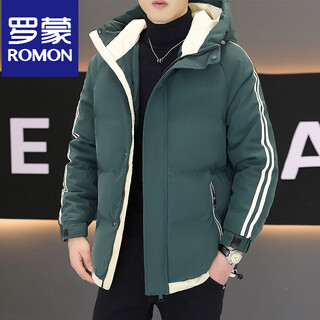 Romon 2025 new winter men's cotton-padded down jacket handsome thickened warm cotton-padded jacket ydl-y902-green m