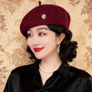 Xiaohongshu 2025 new versatile beret new retro style painter autumn and winter temperament fashion - angora red one size adjustable
