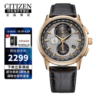 Citizen eco-drive multi-function automatic time adjustment leather/steel strap business casual fashion men's watch for your boyfriend at8113-12h