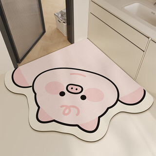 Fantasy bathroom diatom mud soft mat cartoon household toilet door non-slip foot mat bathroom floor mat strong absorbent carpet dear piggy 50x50cm
