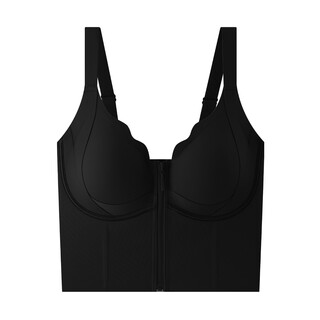 婷美（GRACEWELL）一拉美大胸显小内衣女无痕前拉链束腰塑形显瘦背心打底美体文胸罩 黑色【高弹塑型-便捷穿脱】 3XL 【建议150-180斤】