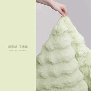 Fantasy living room carpet new style cream style rabbit plush no-wash wipeable bedroom bedside blanket solid color floor mat large area bubble velvet sea foam green 160x180cm soft waxy q elastic