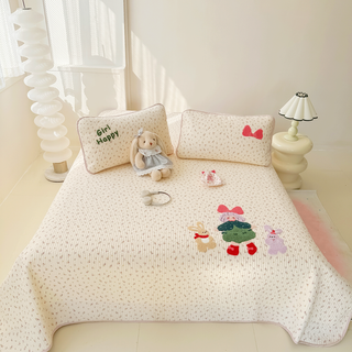 Red dragonfly (red dragonfly) bed sheets, towel embroidered sheets, 1.8x2m bed cover, four-season high-end thickened bed sheet, double bed sheet, bow princess 10% xinjiang cotton + 90% super soft fiber filling, single sheet 150*200cm, suitable for dormitory beds