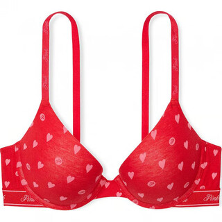 Victoria's secret love printed push up bra women's red red 4xl 32c
