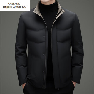 Emporio armani ea7 armani 2026 Зимний новый пуховик мужской короткий универсальный утепленный холодный куртка для папы среднего возраста повседневный утиный черный 2xl 185