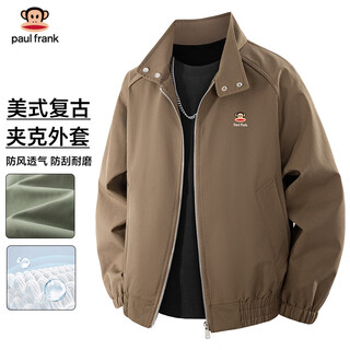 Paul frank jacket men's spring and autumn new loose casual solid color lapel american workwear jacket simple and versatile men's top