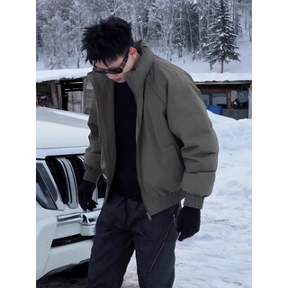 Cantu american three-proof jacket, down jacket, men's winter thickened cotton jacket, cleanfit bread jacket, warm top, dark gray, high quality xl