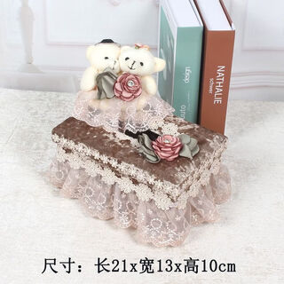 Fantasy european style luxury lace storage box, multifunctional and creative design, essential for living room, bedroom and study, durable and beautiful, medium tissue box, coffee color