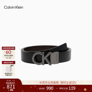Calvin kleinjeans new year's gift men's business gentleman casual double-sided ck letter metal buckle belt belt