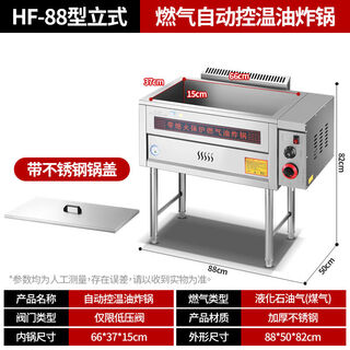 Automatic temperature-controlled deep fryer gas deep-fried dough sticks machine stall commercial deep-fried skewers oven twist constant temperature fried dough sticks special pot 1 inch automatic constant temperature vertical 88 type bare metal with flameout protection