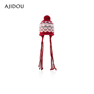 Ajidou ajidou hat women's fashionable warm woolen hat new year's eve gift red + gray one size