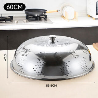 Jieyunmao thickened stainless steel dish cover meal cover storage dining table bowl cover large size dustproof leftovers home kitchen thickened 60cm fully punched
