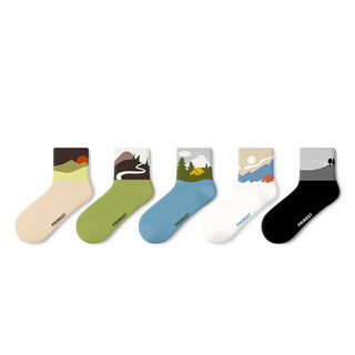 Pami socks men's socks 2025 new summer sweat-absorbent and breathable boys' 7a summer mid-calf socks cotton socks through the jungle mid-calf socks-pack_ 7a_ breathable and anti-odor 5 pairs one size fits all (suitable for sizes 39-44)