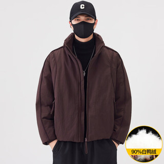Kbxng jinba new men's workwear down jacket short trendy brand stand collar top thickened warm bread coat winter jacket brown m 120jin jin is equal to 0.5 kg within