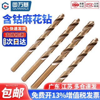 Guwanji stainless steel cobalt-containing twist drill bit specializing in metal hole expander drill multi-functional alloy hole opener electric drill bit 3.4mm (2 pieces)