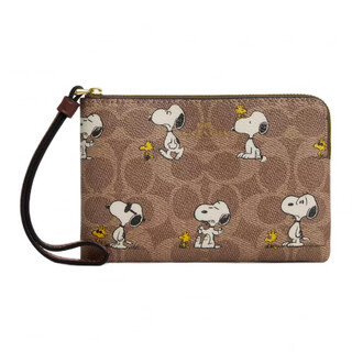 Coach x peanuts joint model 16-way pattern print design coated canvas clutch small size women's default basic outfit (bag + dust bag)