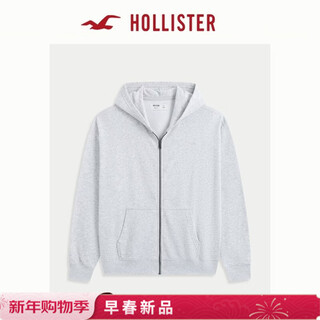 Hollister classic logo terry cloth hooded jacket sweatshirt 26 spring new men's clothing 322-6033 light gray xs (170/84a)