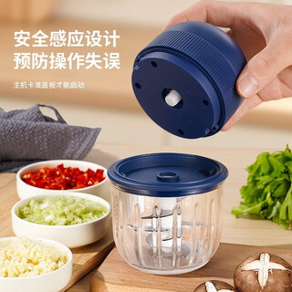 Pupan household multifunctional electric garlic masher, garlic grinder, garlic grinder, kitchen meat grinder, garlic grinder, food stuffing, pp cup royal blue, 10 knives, 350 ml, upgraded, fast charge, long battery life+