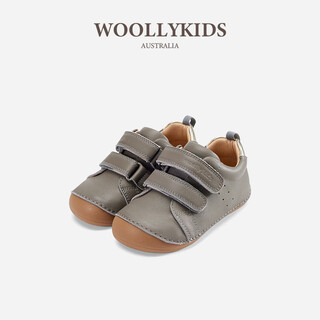 Woollykids australian genuine leather boys and girls solid color widened toe non-slip rubber soft-soled children's shoes elephant gray size 24 inner length 15.5cm suitable for feet 14.6-15.0cm