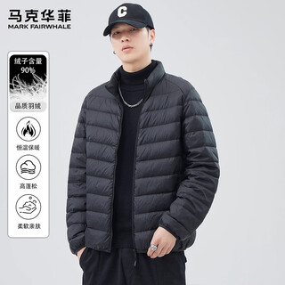 Mark fairwhale american retro casual stand collar rib down jacket men's 2025 winter new loose warm and comfortable top black official genuine 3xl recommended 180-200 jin jin equals 0.5 kg