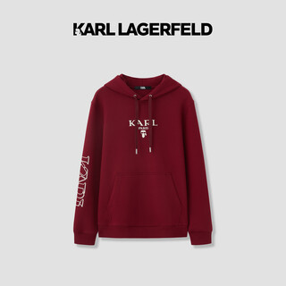 Karl lagerfeld red contrast letter embroidered hooded sweatshirt 2025 autumn and winter new men's clothing lagerfeld