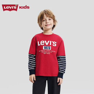 Levi s new year horse levi's boys red long sleeve t-shirt children's pullover 2026 new year clothes chili red 160/80 recommended height 158-170cm