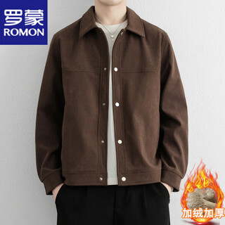 Luo meng velvet thickened jacket for men in autumn and winter new large size lapel handsome work clothes high-end jacket for men brown velvet 5xl weight 215-235jin jin is equal to 0.5 kg