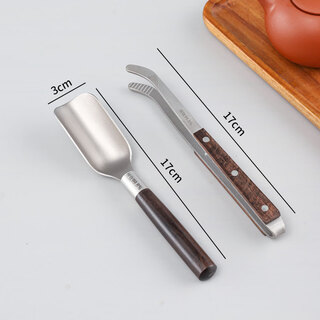 Jingmei duo pure titanium solid wood titanium tea clamp kung fu tea set tea ceremony parts tea cup clip non-slip tweezers cup washing tea clip wood-pure titanium tea clip + pure titanium tea spoon