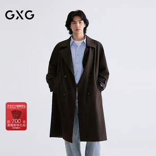 GXG男装 红棕色双排扣翻领风衣 2026年春季G26A081002 红棕色 M