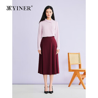 Yiner yiner 2026 spring new elegant mulberry silk blended stretch heavy crepe asymmetric lapel shirt pink purple s