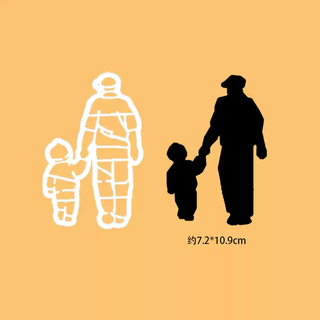 Yusenyi hippo mud pond father's day cake fondant cutting mold dad and daughter pattern dessert decoration baking diy mold father holding the boy in a bag father holding the boy in a bag 1g