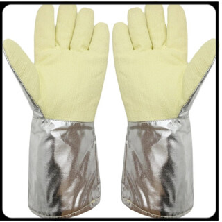 Mcquay (mcquay) anti-scald gloves, high temperature resistant gloves, 1000 degrees 500 degrees heat insulation, fireproof, five-finger thickening, industrial welding anti-scald resistance, aluminum foil yellow felt (no contact with open flames), one size fits all