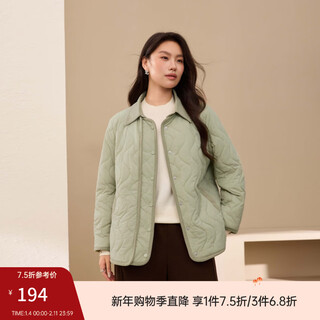Xianlixiu corduroy collar versatile cotton coat plus size women's fashionable and comfortable coat fat mm winter clothing new style 1239 light green 2xl