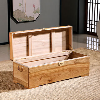 Fantasy single board old wooden box whole board large board suitcase calligraphy and painting box storage flat wedding box solid wood color 110 35 32 high five-sided single board