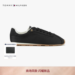 Tommy hilfiger26 new spring and summer women's simple metal letter low-cut lightweight running shoes moral training shoes casual sports shoes black bds 38